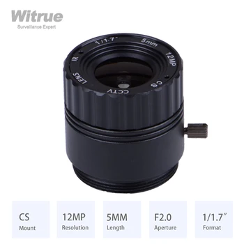 Объектив Witrue HD 4K CS Mount 12MP 5 мм с диафрагмой F2.0 Формата 1/1.7 