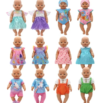 Одежда для кукол Подходит на 15-18 дюймов, игрушки для американских кукол, кукла для новорожденных, модное платье, комплект с ремешком, обувь, подарок для девочки