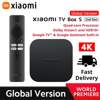 Оригинальная Глобальная версия Xiaomi TV Box S 2-го поколения 4K Ultra HD 2G 8G WiFi BT5.2 Google TV Cast Netflix Smart TV Box Медиаплеер