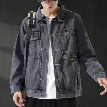 Осенью 2021 года новая мужская джинсовая куртка, мужская корейская версия, трендовая молодежная студенческая куртка