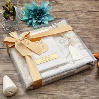 ОТЛИЧНЫЙ ПОДАРОК Mevlüt gift Подарочная упаковка Mevlid Подарочный молитвенный коврик Книга Ясина, жемчужные четки - крем.