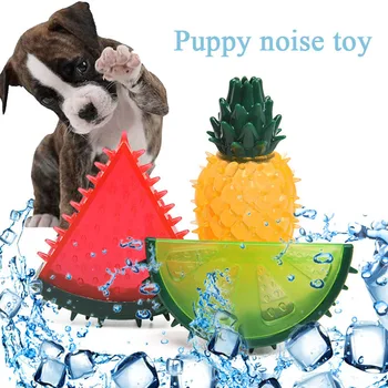 Охлаждающие игрушки для измельчения зубов для собак, Охлаждающие игрушки для домашних животных, Жевательные игрушки для впрыска воды, устойчивые к укусам в форме фруктов, Крутые креативные игрушки для домашних животных