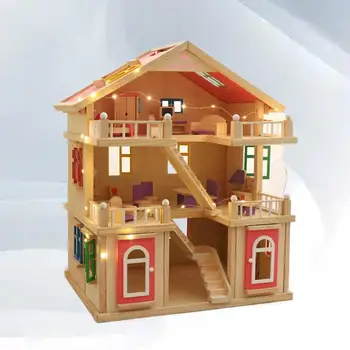 Очаровательный трехэтажный замок Вилла Деревянный кукольный домик Игрушки для детей - Дайте волю их воображению