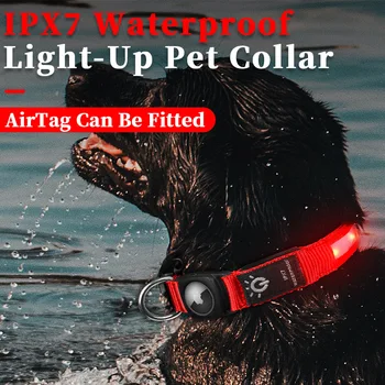 Перезаряжаемый светодиодный чехол-локатор для домашних животных, ошейник с воздушной меткой, защищенный от потери ошейник для отслеживания собак, водонепроницаемый