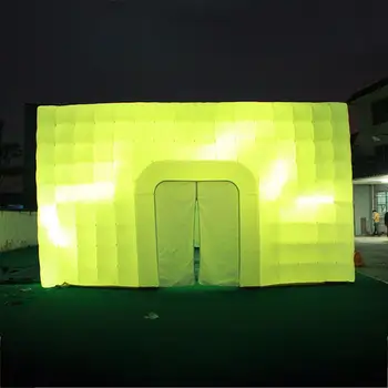 Персонализированный 4X4meters Светодиодный Освещенный Надувной Кубический Шатер Квадратные Палатки Взрывают Фотобудку для Кемпинга, Вечеринки, Свадьбы