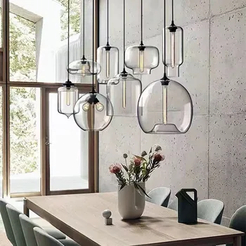 Подвесной светильник в скандинавском стиле, прозрачный промышленный потолочный подвесной светильник для столовой, бар, лофт, подвесные светильники E27