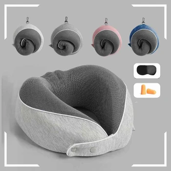 Подушка для путешествий, подушка для шеи из пены с эффектом памяти, Удобный Дышащий чехол, Машинная стирка, Комплект для путешествий в самолете С 3D Маской для сна, Затычки для ушей