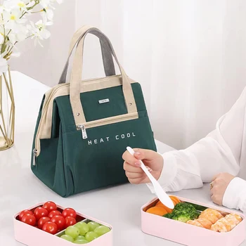 Портативная сумка для ланча для женщин, однотонные термосумки для хранения продуктов Большой емкости, удобные сумки-охладители для офисного работника, Свежие сумки-охладители