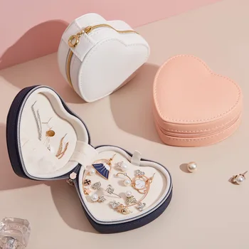 Портативная шкатулка для украшений в форме сердца, креативная коробка для хранения ювелирных изделий, украшения для серег и браслетов, высококлассное