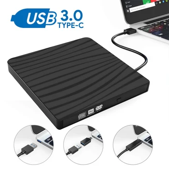 Портативный USB 3.0 Внешний привод для записи DVD RW CD, Устройство для записи оптических дисков, Устройство для чтения дисков без привода, Проигрыватель