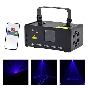 Портативный Лазерный сканер с синим лучом мощностью 150 МВт, 8 Каналов DMX, Эффект освещения сцены, Бары, DJ Party Show, Беспроводные дистанционные Проекторные лампы