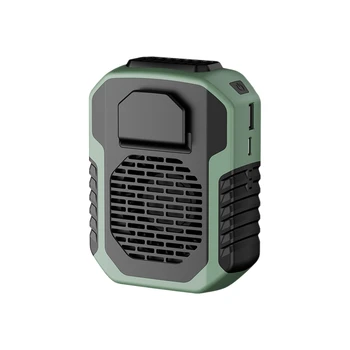 Портативный подвесной поясной вентилятор емкостью 6000 мАч, черно-зеленый пластиковый носимый электрический вентилятор, мини-вентилятор с высокой мощностью ветра для работы на открытом воздухе