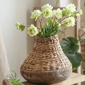 Потертый шикарный свадебный горшок для растений, Модная ваза для цветов из ротанга в скандинавском стиле, Винтажное украшение для дома в спальне от Blumentopf