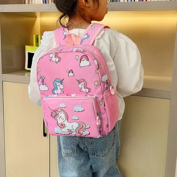 Прекрасная сумка для начальной школы с принтом единорога и радуги, детский рюкзак с двойным плечом, школьный рюкзак для детского сада для девочек и мальчиков