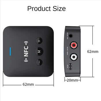 Приемник Передатчик Bluetooth 5.0 Аудиоприемник RCA 3,5 мм Разъем AUX Музыкальный Беспроводной адаптер с микрофоном NFC для автомобильных телевизионных колонок