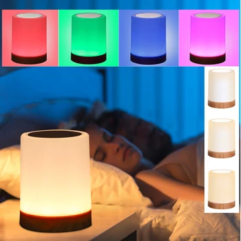 Прикроватный Светильник RGB ночник Трогательная Прикроватная Лампа USB С Регулируемой Яркостью Настольная Лампа Теплый Белый Ночник для Спален Офисный Перезаряжаемый