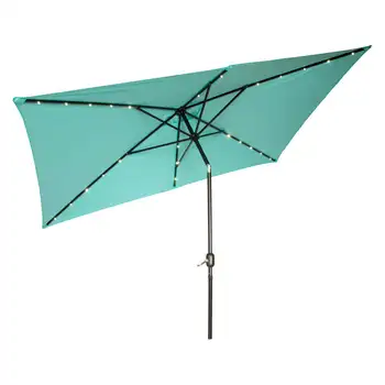 Прямоугольный зонт для патио со светодиодной подсветкой на солнечной батарее - 10 x 6,5 дюймов - От торговой марки Innovations (Teal)