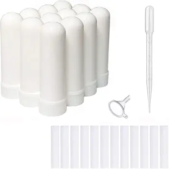 Пустые тюбики для назальных ингаляторов для ароматерапии с эфирными маслами (16 полных палочек), пустые носовые контейнеры белого цвета