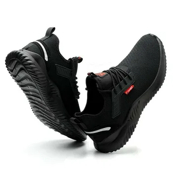 Рабочая обувь, летняя легкая износостойкая дышащая для мужчин и женщин, черная защитная обувь со стальным носком, спортивные кроссовки