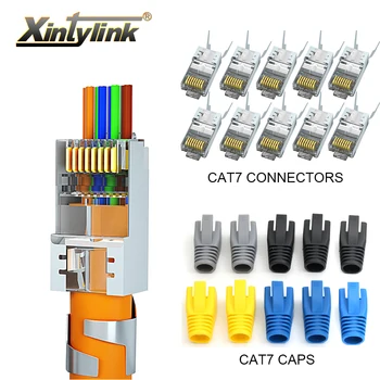 Разъем CAT7 rj45 10 Гбит/с 50U CAT6A ethernet кабельный штекер сетевой SFTP FTP полуэкранированный разъем lan проходит через отверстие 1,5 мм