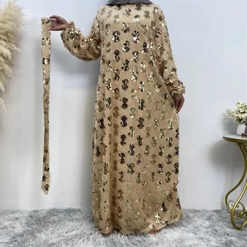 Рамадан Ид Абайя Дубай Турция Мусульманское Платье Исламская Одежда С Блестками Вечерние Длинные Платья для Женщин Robe Femme Musulman