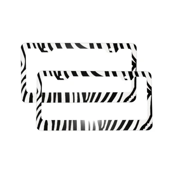 Рамка номерного знака из 2 предметов - черно-белая крышка для автомобильной бирки Zebra, тонкий алюминиевый держатель с 2 отверстиями спереди/сзади