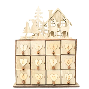 Рождественский календарь Коробка для хранения Креативный деревянный органайзер ювелирных изделий Рождественский Адвент орнамент для дома, гостиной, спальни