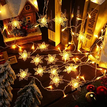 Рождественский светильник, украшение для атмосферы на открытом воздухе, 0,4-0,6 м, светодиодный светильник в виде снежинки, занавеска, струнный светильник, вечерние украшения для карнизов в саду.