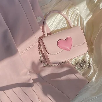 Розовая Милая сумочка Контрастного цвета для девочек 2023, летние французские Роскошные сумки через плечо с цепочкой для женщин
