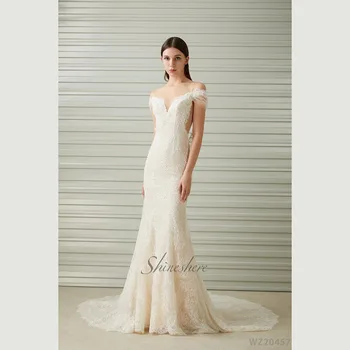 Свадебное платье Jusere элегантное свадебное платье с открытыми плечами, свадебное платье-русалка со стреловидным шлейфом