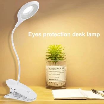 Светодиодная Лампа для чтения с Зажимом USB Перезаряжаемая 20 светодиодов Гибкий Зажим Настольные Лампы для Изголовья кровати Изучающая Лампа для Защиты Глаз