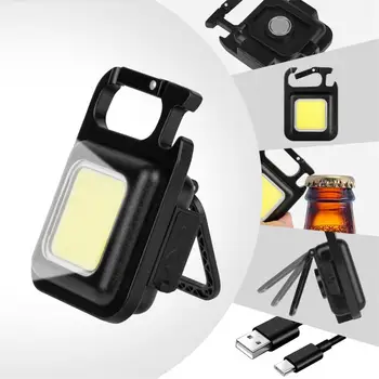 Светодиодная Многофункциональная Мини-Зарядная Аварийная лампа Портативный брелок для ключей COB Рабочий светильник USB Сильный Магнитный Ремонтный Наружный Светильник