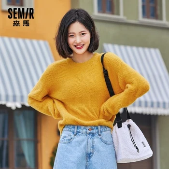 Семир свитер женщин свободные пиджаки корейский тренд весна осень 2021 новый ленивый стиль пуловер свитер топы