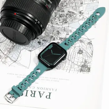 Силиконовый ремешок для Apple Watch band 44 мм 40 мм 45 мм 41 мм 42 мм 38 мм 49 мм Гурманский браслет iWatch series 9 6 3 5 4 SE 7 8 ultra 2