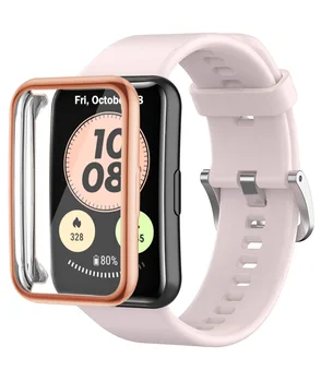 Силиконовый ремешок + чехол для Huawei Watch FIT Ремешок Smartwatch Покрытый ТПУ аксессуар браслет huawei watch fit новый ремешок 2021 года