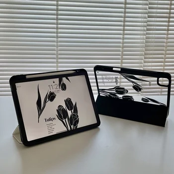 Симпатичный защитный чехол с цветочным тюльпаном для iPad Mini 6 8,3 дюйма 2021 Pro11 Funda с держателем для карандашей Тонкой подставкой и жесткой задней крышкой