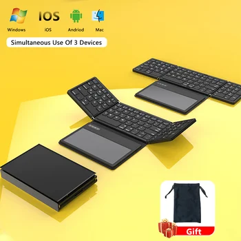Складная беспроводная клавиатура Bluetooth с тачпадом Ультратонкая карманная складная клавиатура для планшетных ПК Windows/Android/ IOS/OS/HMS