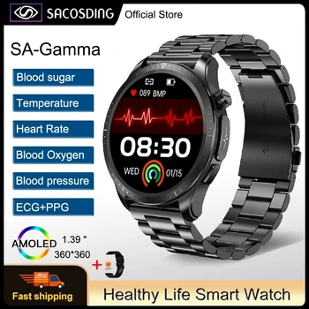 Смарт-Часы ECG + PPG Уровень глюкозы в крови Температура тела Истинный Уровень Кислорода в крови Smartwatch 1,39 дюймов 360* 360 Экран Частота сердечных Сокращений Здоровье Часы