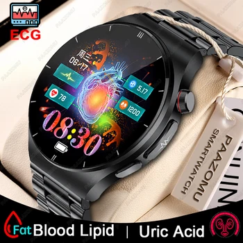 Смарт-часы для здоровья с липидами в крови, мочевой кислотой, Мужские смарт-часы с Bluetooth, Спортивные ЭКГ, PPG, Частота сердечных сокращений, температура тела, смарт-часы для Android