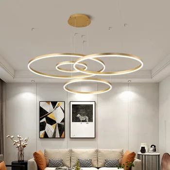 Современная светодиодная круглая подвесная лампа Золотисто-черная матовая люстра для роскошного украшения дома В гостиных, ресторанах, барах