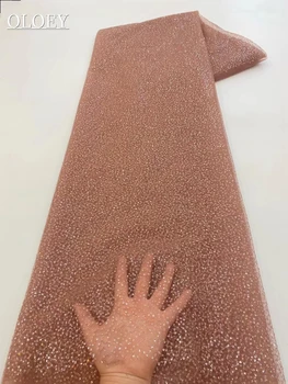 Современная ультратонкая кружевная ткань с кристаллами Толщиной 2 см, высококачественная французская тюлевая ткань с африканскими блестками, кружевная ткань для свадебного платья