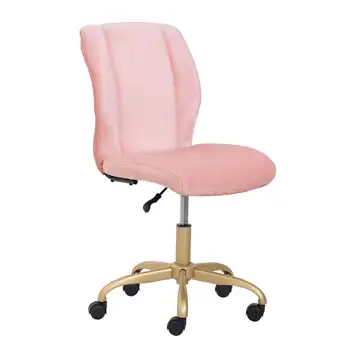 Современное офисное кресло из плюшевого бархата с регулируемой высотой, жемчужно-розового / белого цвета для офиса, дома