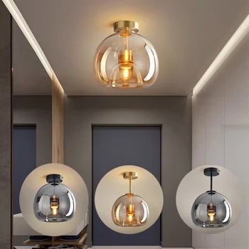Современное потолочное освещение, минималистичная скандинавская текстура, светодиодный стеклянный потолочный светильник, лампа для прохода в Коридор, Креативные светильники для гостиной E27