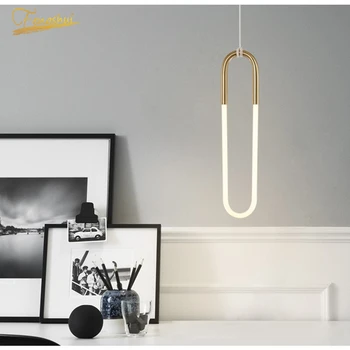 Современный светодиодный подвесной светильник, Минималистичные подвесные светильники с золотой трубкой, Подвесной светильник в стиле ар-деко, лампа для домашнего промышленного освещения в помещении