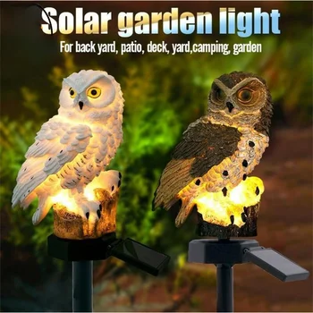 Солнечные садовые светильники в форме совы, подвесные наружные украшения сада для освещения заднего двора, газона, входа и дорожки