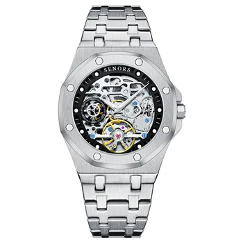 Спортивные Автоматические часы Мужские механические часы со скелетом, водонепроницаемые наручные часы с ажурным сапфировым стеклом для мужчин