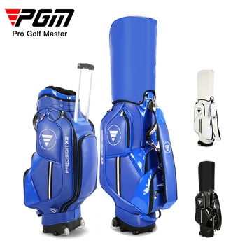 Стандартная сумка для мяча для гольфа PGM Большой емкости с колесом Профессиональная Кожаная PU Водонепроницаемая гольф-кара Клубная подушка безопасности QB029