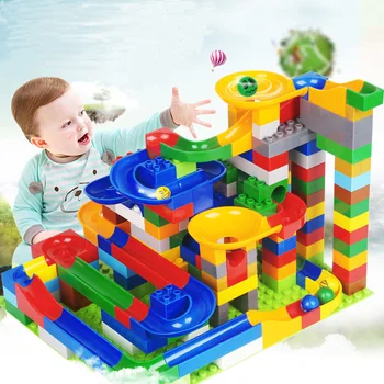 Строительные блоки большого размера, мраморный забег, мяч-лабиринт, строительные кирпичи, строительные фигурки, игрушки-блоки, развивающая игрушка для детей