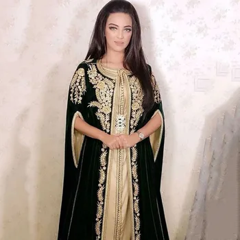 Темно-зеленые вечерние платья с вышивкой и аппликациями, Элегантное длинное вечернее платье, Дубайские арабские эльбизы, марокканские кафтаны abiye