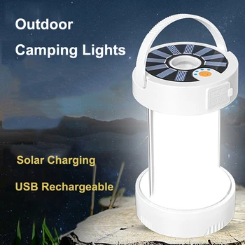 Уличные фонари для кемпинга, яркий светодиодный солнечный фонарь для кемпинга, USB-перезаряжаемый аварийный фонарь, Многофункциональный фонарь для палатки
